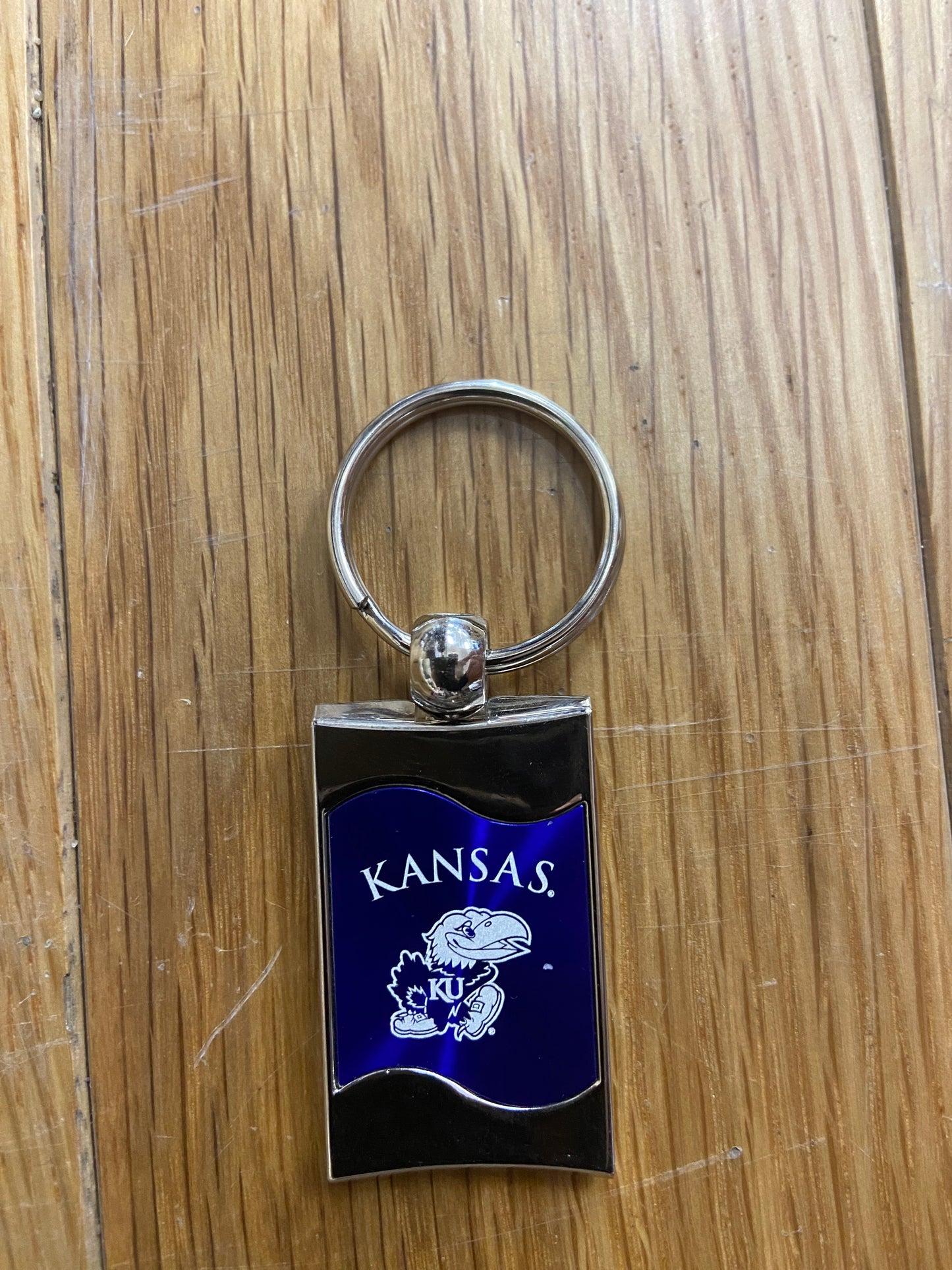 Kansas Jayhawks Wave Keychain - Blue/White