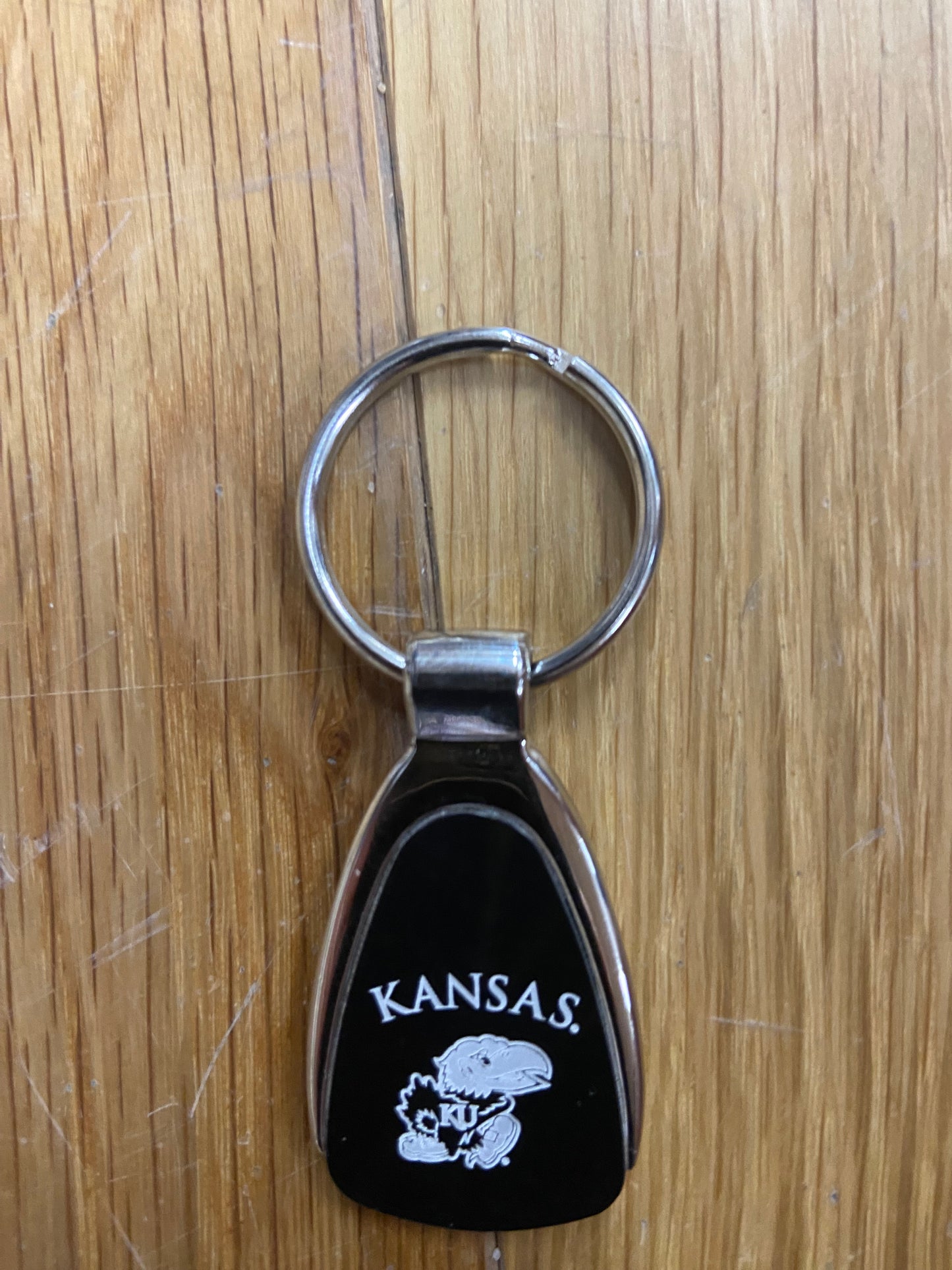 Kansas Jayhawks Teardrop Keychain - Black/Silver