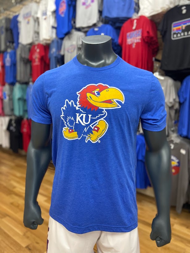 Kansas Jayhawks Washed Jayhawk Triblend T-Shirt - Royal Blue