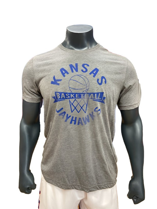 Kansas Jayhawks Basketball Arch Triblend T-Shirt - Grey