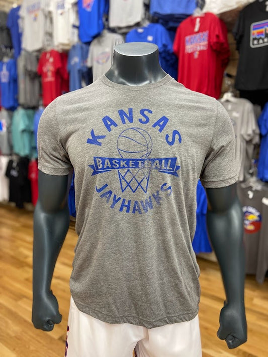 Kansas Jayhawks Basketball Arch Triblend T-Shirt - Grey