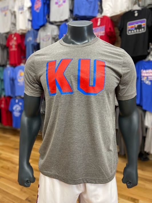 Kansas Jayhawks Vintage Block KU Triblend T-Shirt - Grey