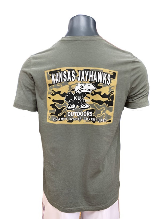 Kansas Jayhawks Outdoors Championship Adventures 1941 T-Shirt - Olive Green Heather