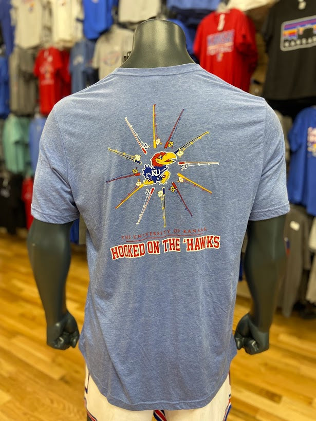 Kansas Jayhawks Hooked on the Hawks Triblend T-Shirts - Blue