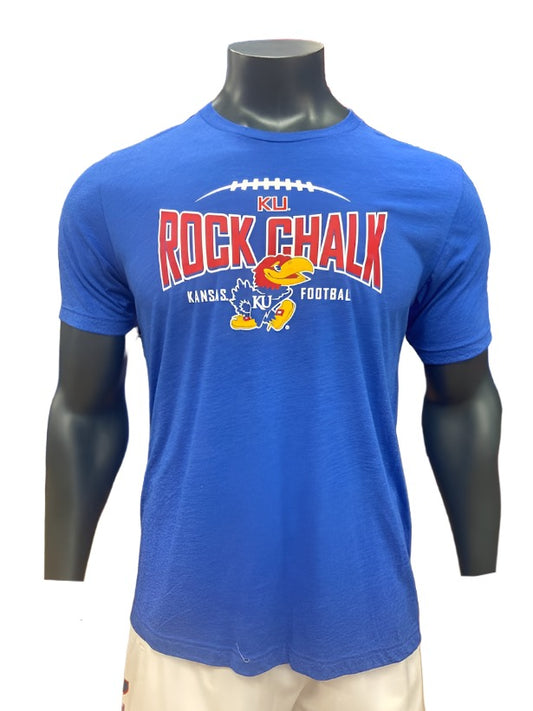 Kansas Jayhawks Rock Chalk Football Triblend T-Shirt - Royal Blue