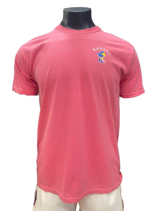 Kansas Jayhawks 1912 Logo + Gameday Flag T-Shirt - Pink