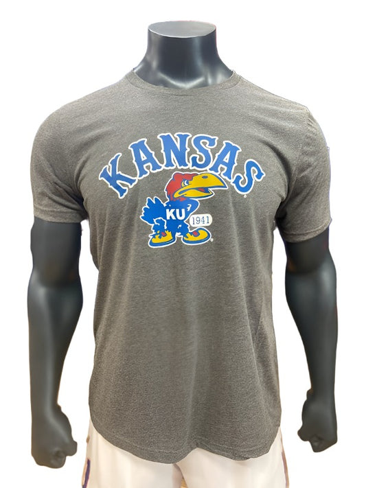 Kansas Jayhawks Vault 1941 Logo Tiffany Arch Triblend T-Shirt - Grey