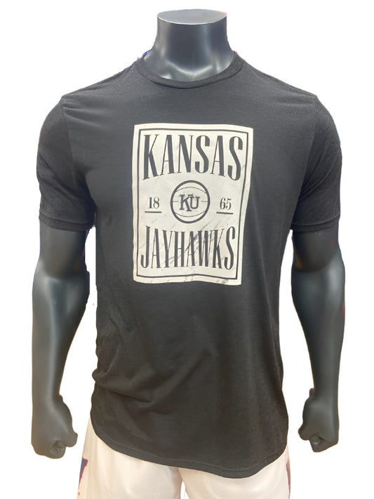 Kansas Jayhawks Marble 1920 KU Triblend T-Shirt - Black Frost