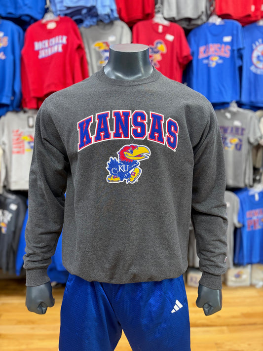Kansas Jayhawks Champion Crewneck w/ Logo - Graphite Grey
