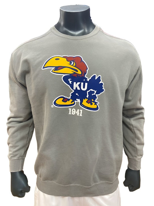 Kansas Jayhawks Vault 1941 Big Logo Crew - Grey