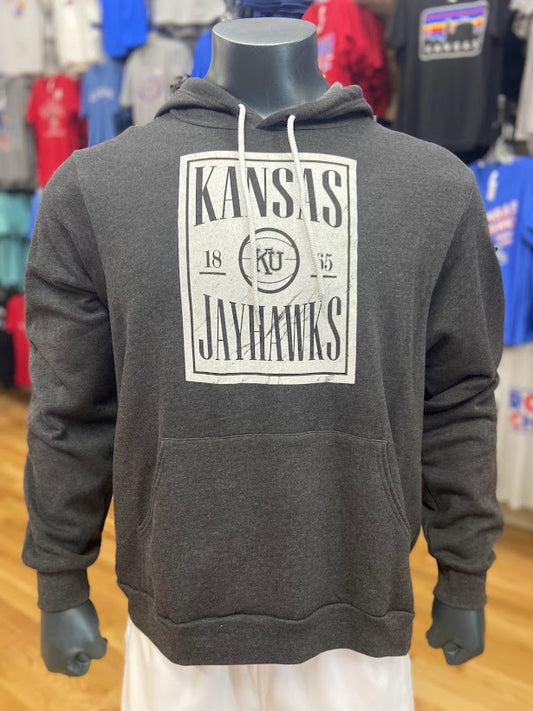 Kansas Jayhawks Marble Vault 1920 Hoodie - Dark Grey/White