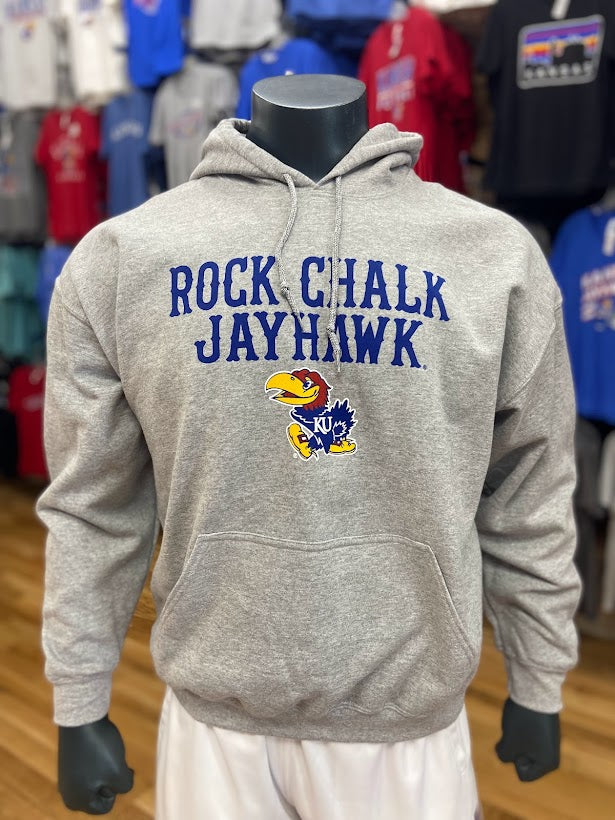 Kansas Jayhawks Rock Chalk Jayhawk Hoodie - Grey