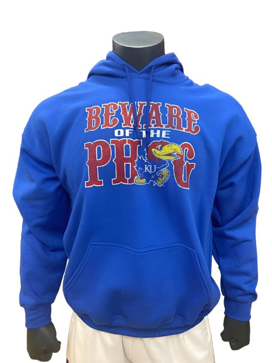 Kansas Jayhawks "Beware of The Phog" Hoodie - Royal Blue/Red