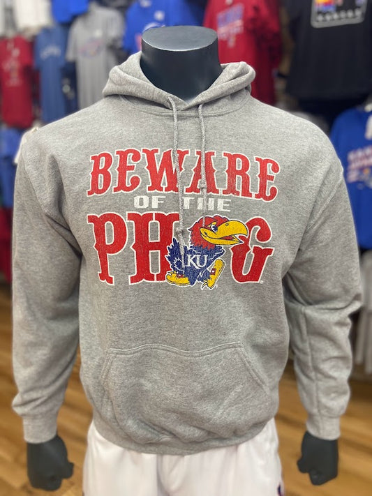 Kansas Jayhawks "Beware of The Phog" Hoodie - Grey/Red