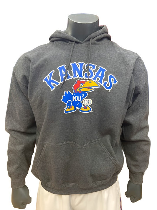 Kansas Jayhawks Vault 1941 Tiffany Arch Hoodie - Dark Heather Grey