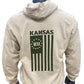 Kansas Jayhawks Military Hoodie w/ Flag - Tan/Olive Green
