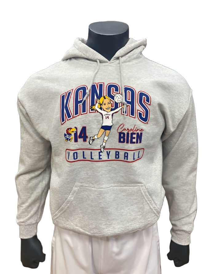 Caroline Bien Kansas Volleyball Hoodie - Light Grey
