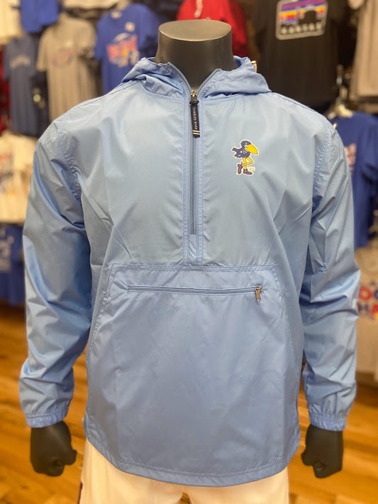 Kansas Jayhawks Vault 1912 Logo Wind/Water Resistant Half Zip Hooded Jacket - Carolina Blue