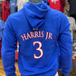 Dejuan Harris Jr. Kansas Basketball Jersey Hoodie #3 - Royal