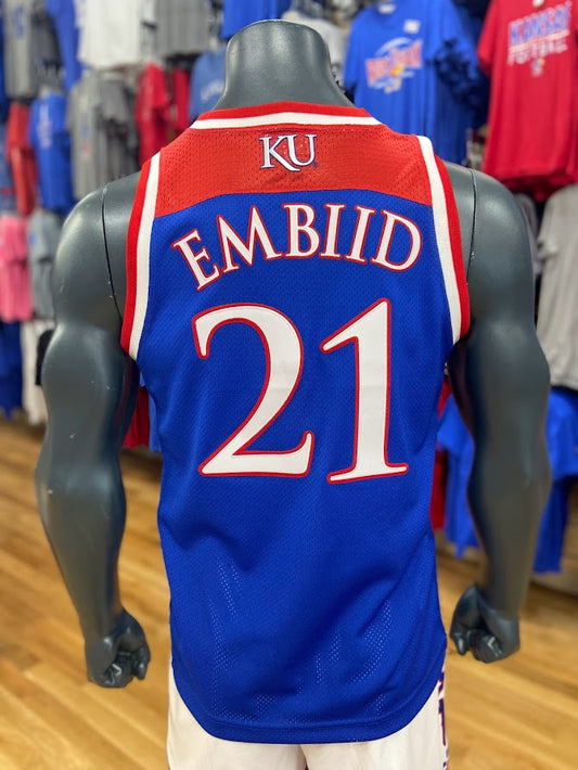 Joel Embiid Kansas Basketball Jersey #21 - Royal/Red