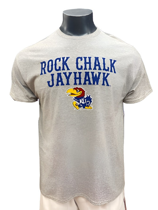Kansas Jayhawks Rock Chalk Jayhawk T-Shirt - Grey/Blue