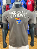 Kansas Jayhawks Rock Chalk Jayhawk Front T-Shirt - Charcoal Grey