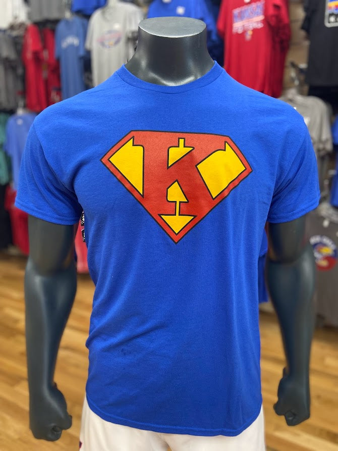 Kansas Jayhawks Superman T-Shirt - Blue w/ Logo