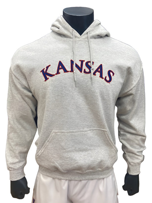 Kansas Trajan Arch Hoodie - Ash Grey/Royal Blue