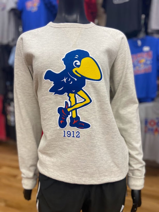 Kansas Jayhawks Vault 1912 Logo Applique Crew - Oatmeal Cream