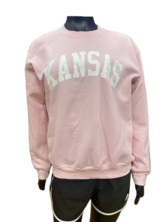 Kansas Arch Women's Crew - Light Pink