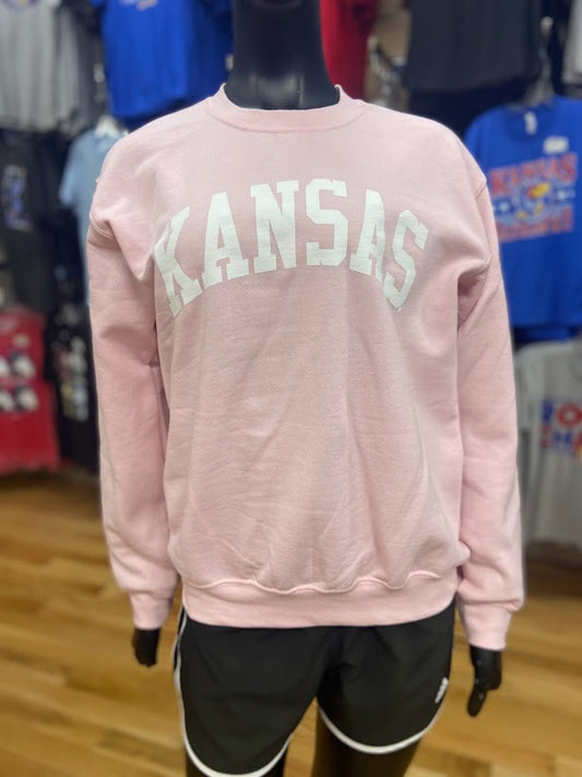 Kansas Arch Women's Crew - Light Pink