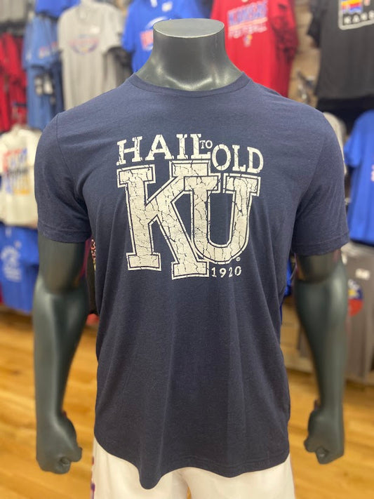Kansas Jayhawks Hail To Old KU Triblend T-Shirt - Navy/White