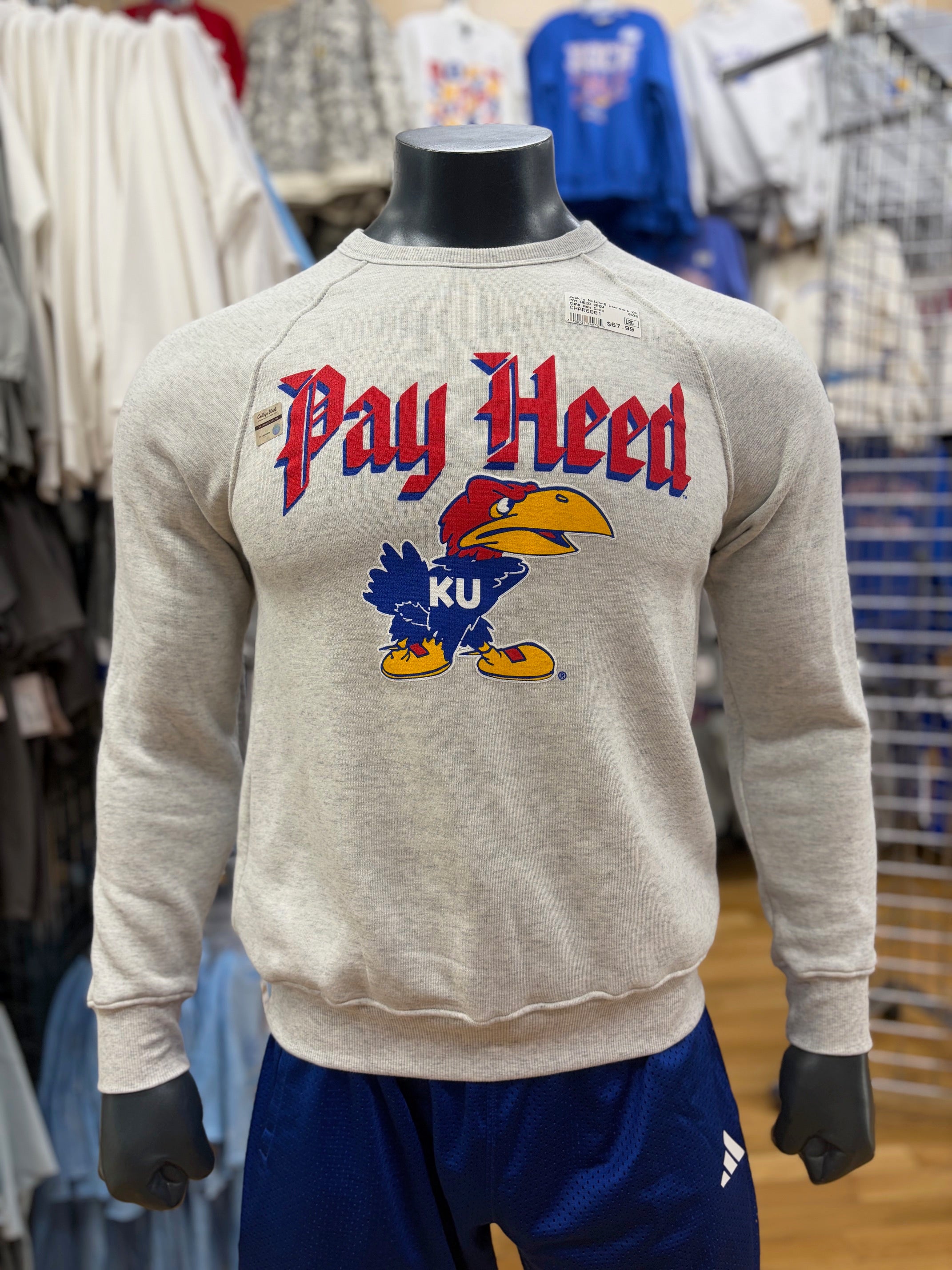 Kansas Jayhawks Charlie Hustle Pay Heed Crewneck – Jocks Nitch