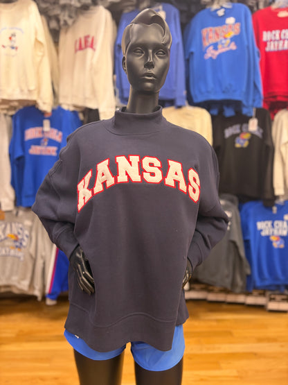 Kansas Jayhawks Block Diana Mock Neck Sweatshirt