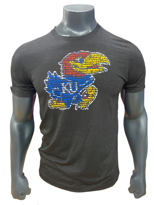 Kansas Jayhawks Word Trap Logo Triblend T-Shirt - Black