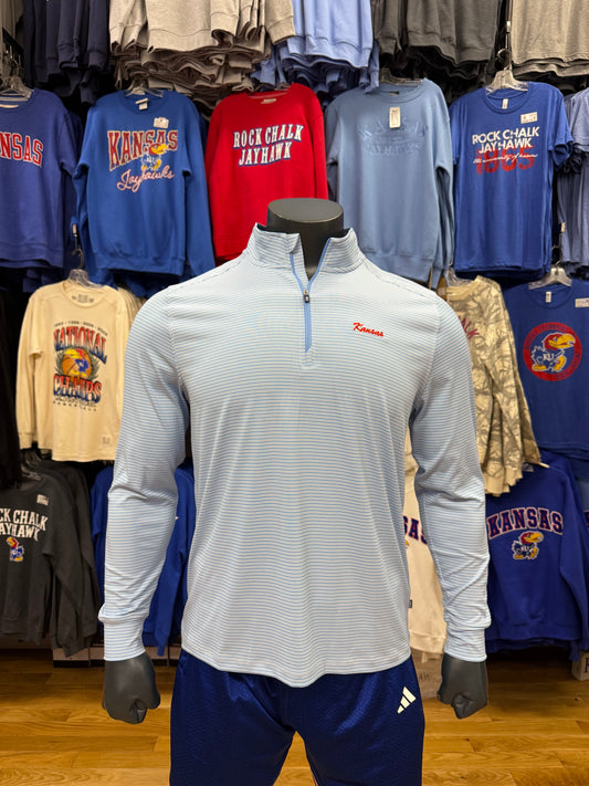 Kansas Jayhawks Stripe Cutter and Buck 1/4 Zip - Atlas
