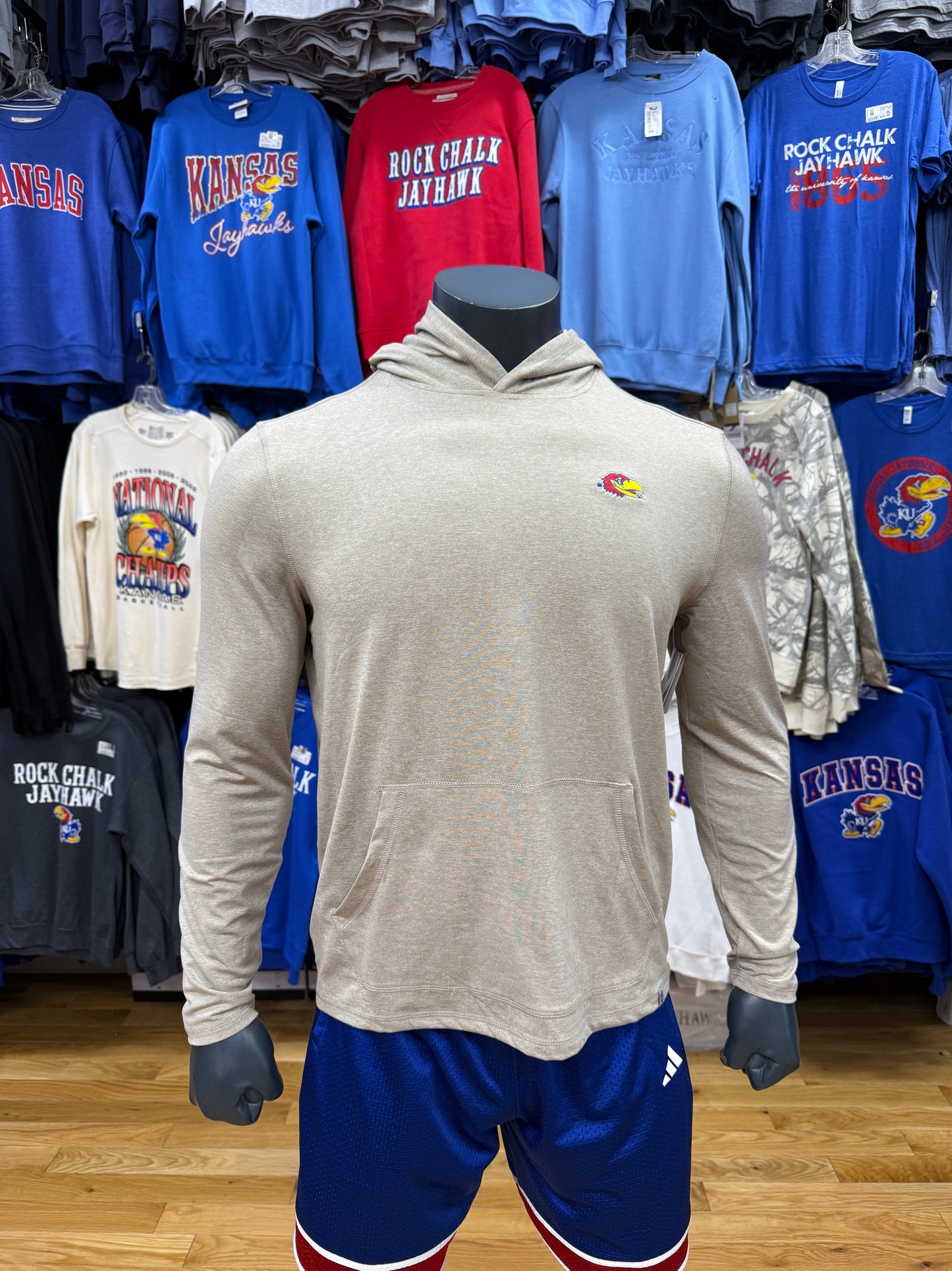 Kansas Jayhawks Flag and Anthem KU Clutch Hoodie - Oatmeal