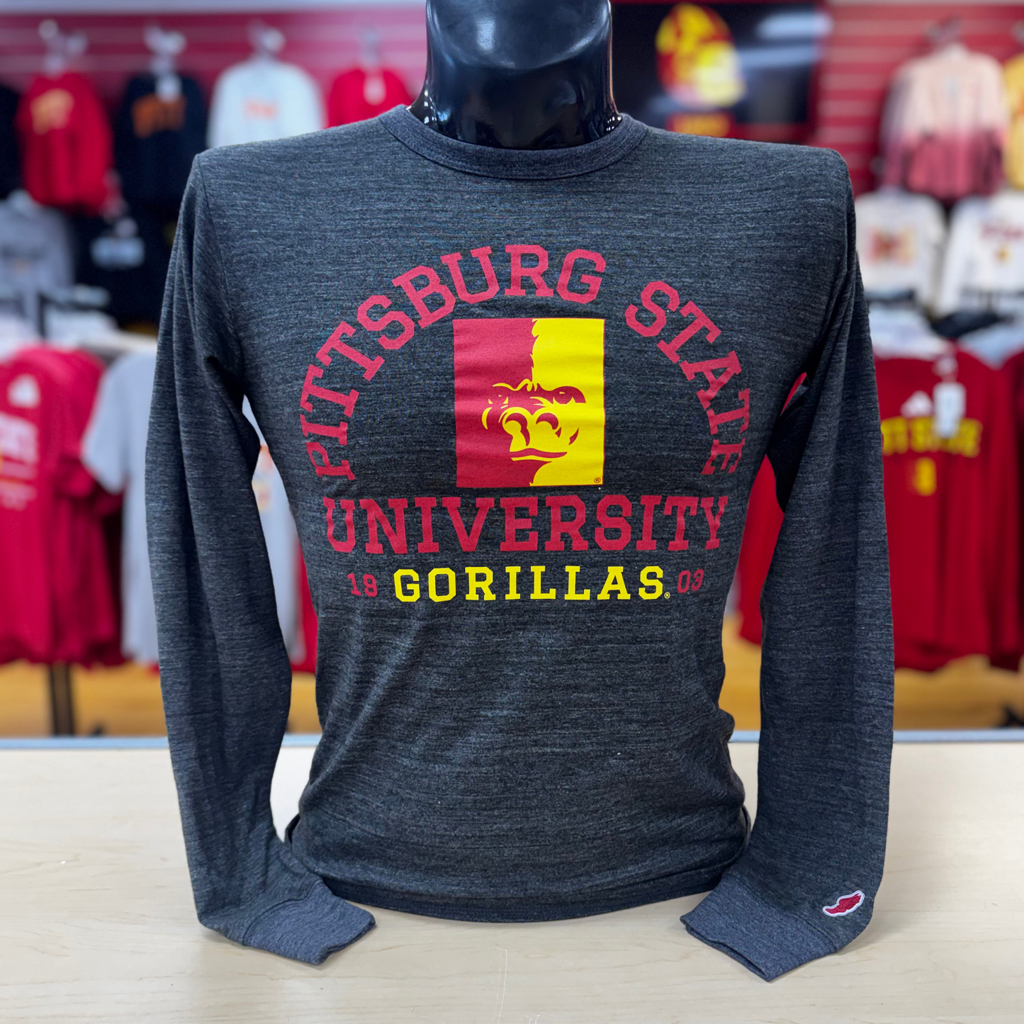 Pitt State Arch Long Sleeve Tee - Dark Heather  Grey