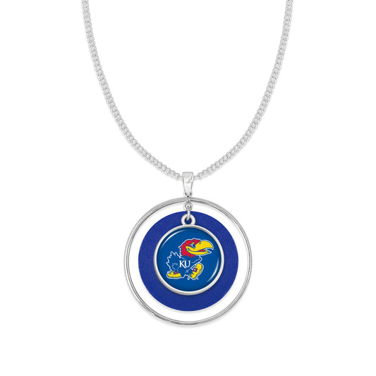 Kansas Jayhawks Circle Necklace - Blue/Royal w/ Logo
