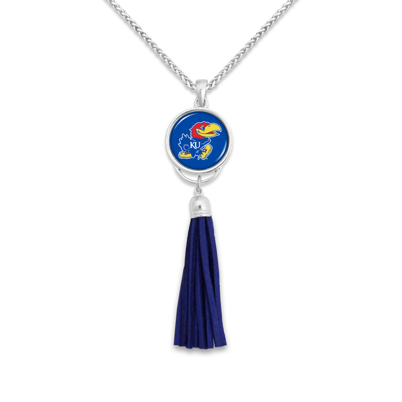 Kansas Jayhawks Tassel Necklace - Blue/Royal w/ Logo