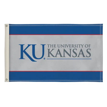 Kansas Jayhawks "The University of Kansas" w/ Trajan KU 2' x 3' Flag w/ Grommets