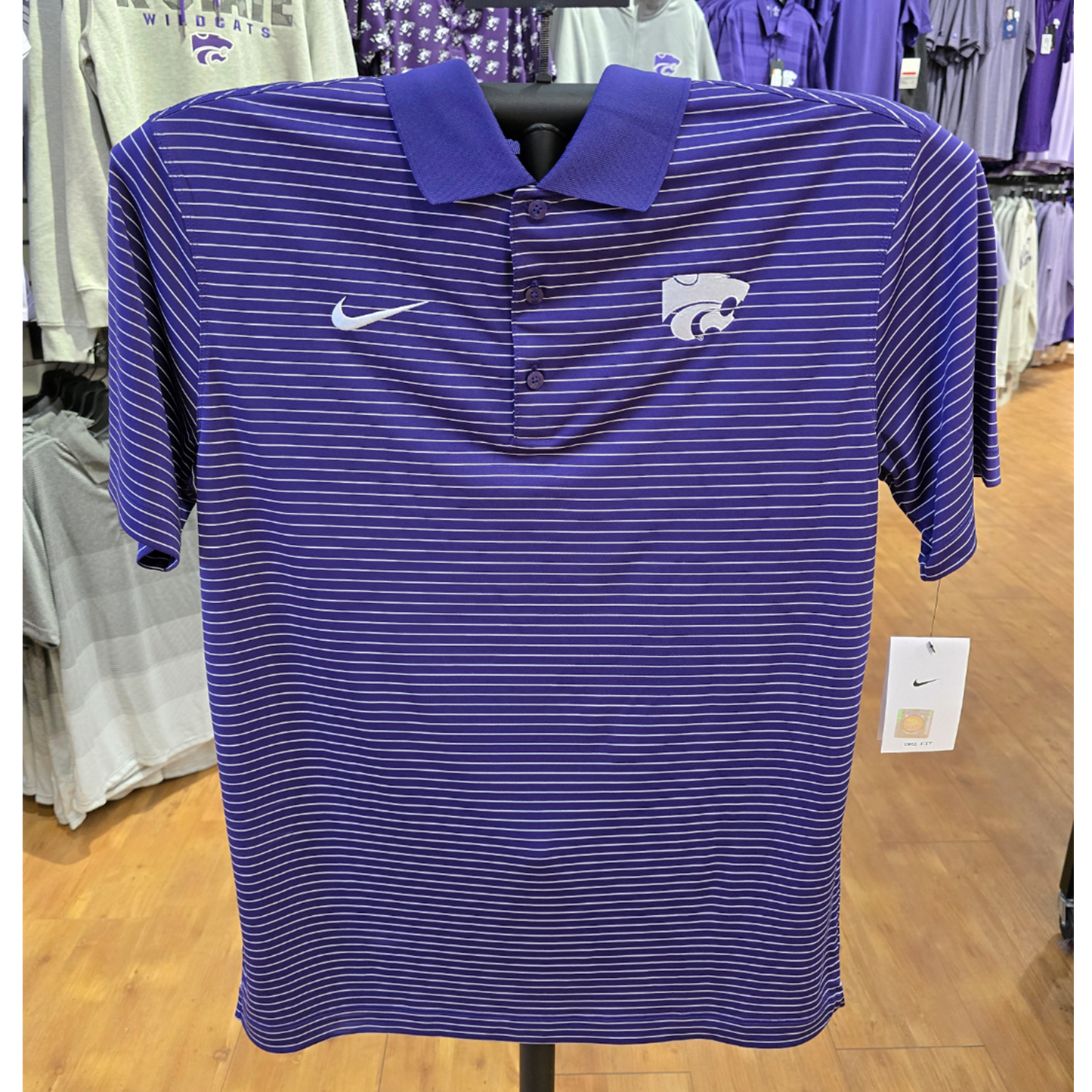 KSU NIKE STRIPE POLO - PURPLE