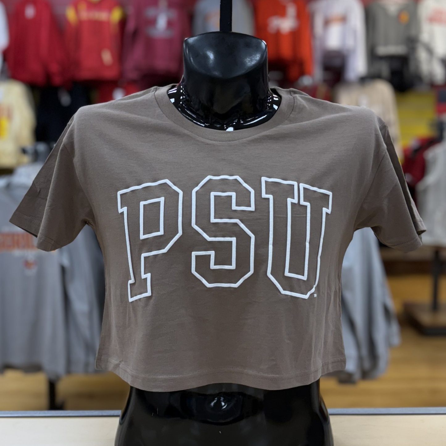 PSU Outline Puff Crop- Latte