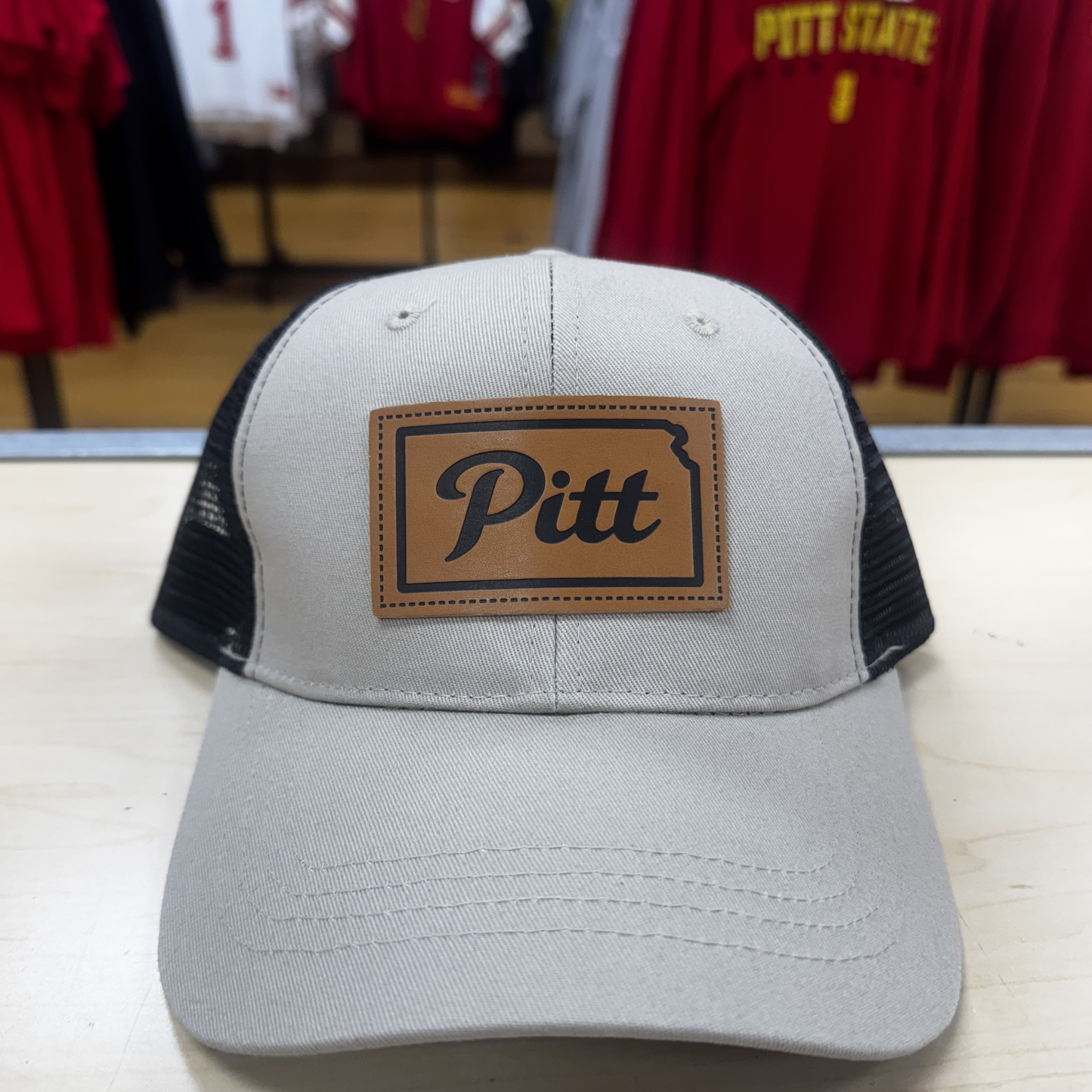 Pitt State Gorillas Leather Patch Hat - Khaki/Black