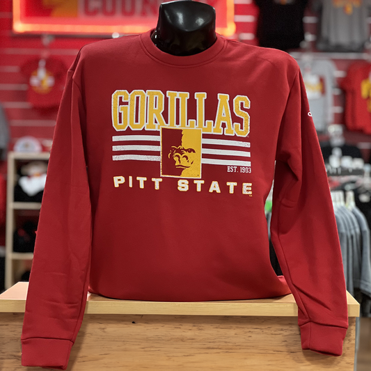 PSU Gorillas 3 Stripe Split Face Crew- Red