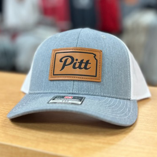 Pitt State Adjustable Leather Patch Hat -Gray- White