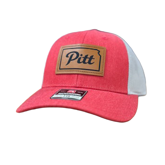 Pitt State Gorillas Adjustable Leather Patch Hat- Red -Gray