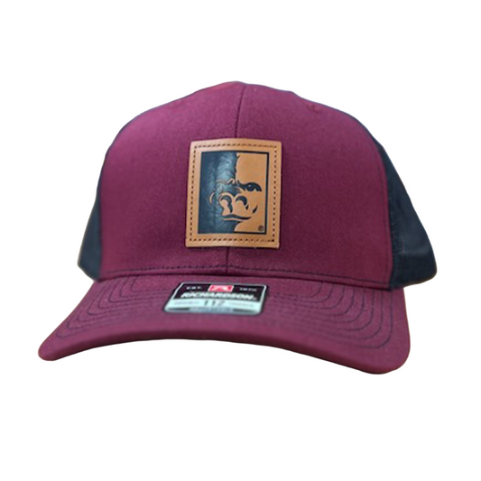 Pitt State Gorillas Leather Split face Patch Hat - Cardinal/Black