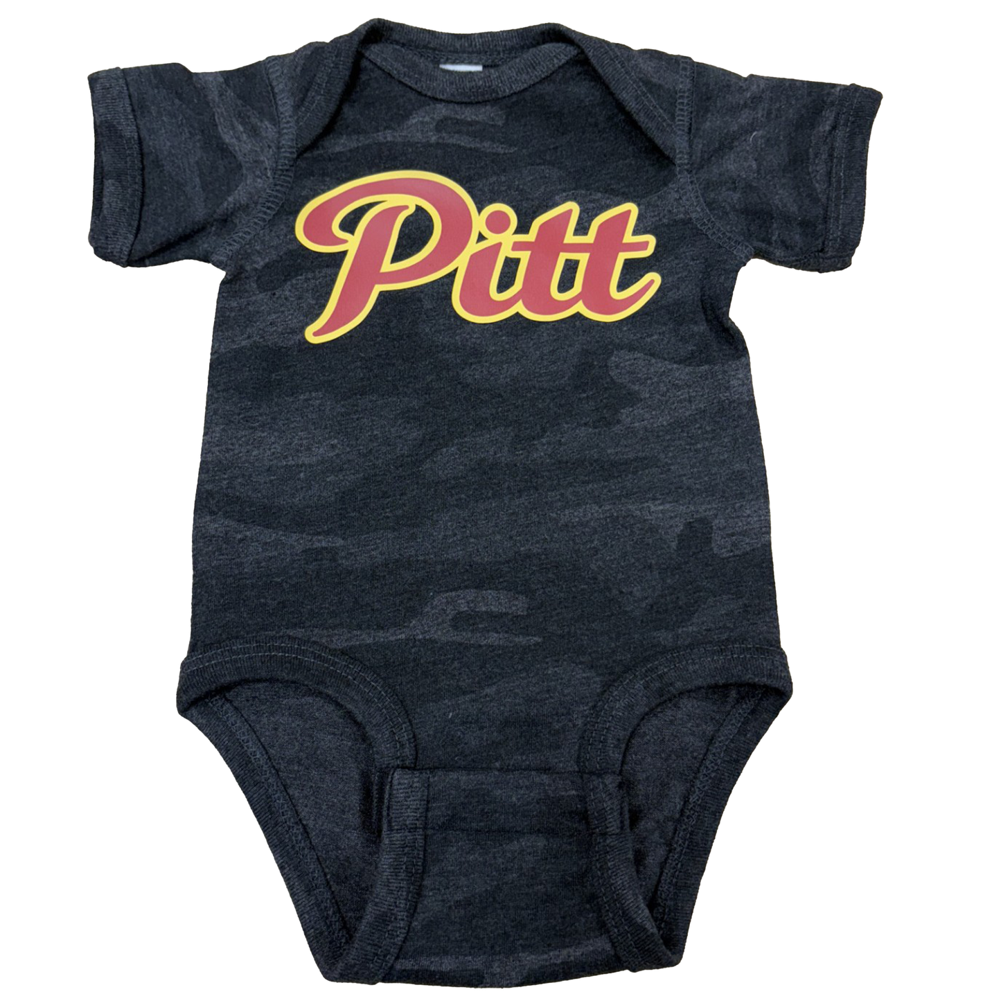 Pitt Script Camo Onesie- Black Camo