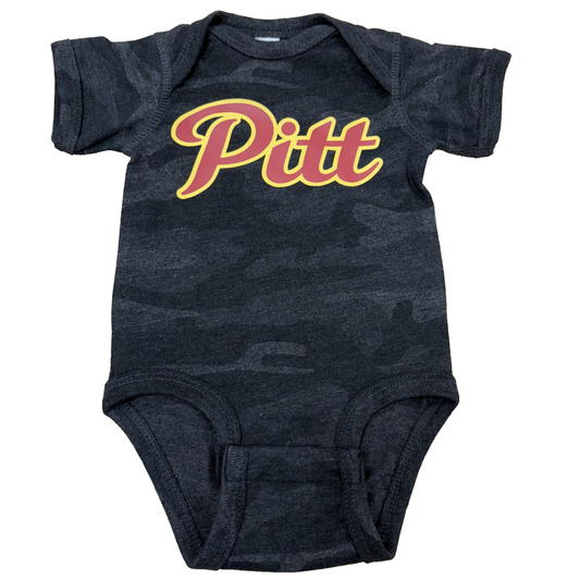 Pitt Script Camo Onesie- Black Camo